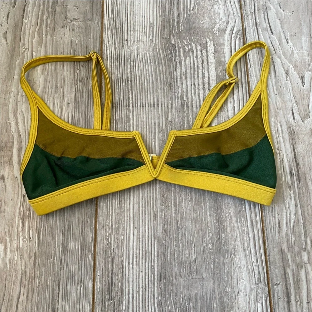 NWOT FAE gypsy bikini top color lock gold green 14004_2
